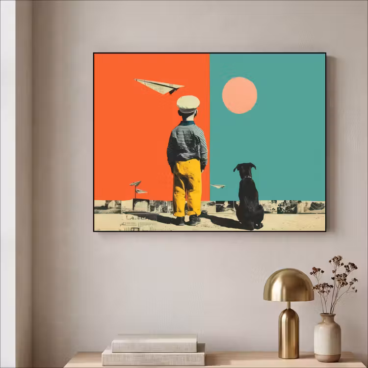 Art Frame - Retro - Jongen - Hond - Rood - Groen — 5