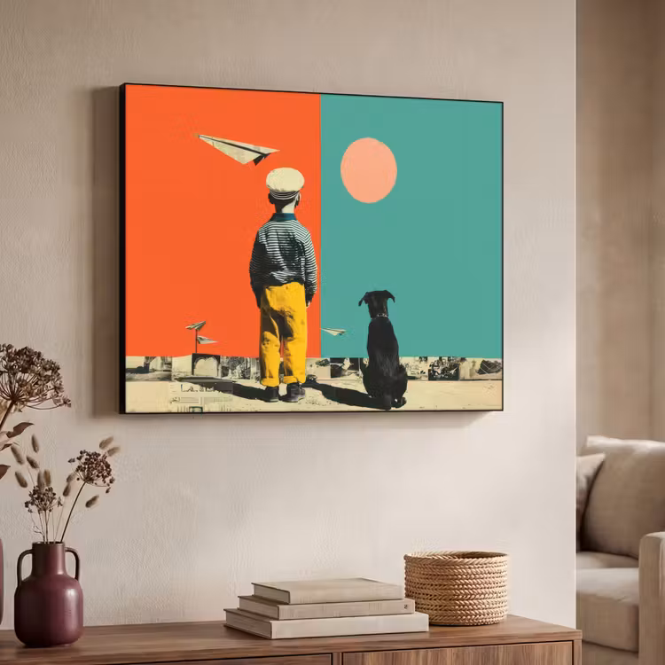 Art Frame - Retro - Jongen - Hond - Rood - Groen — 7