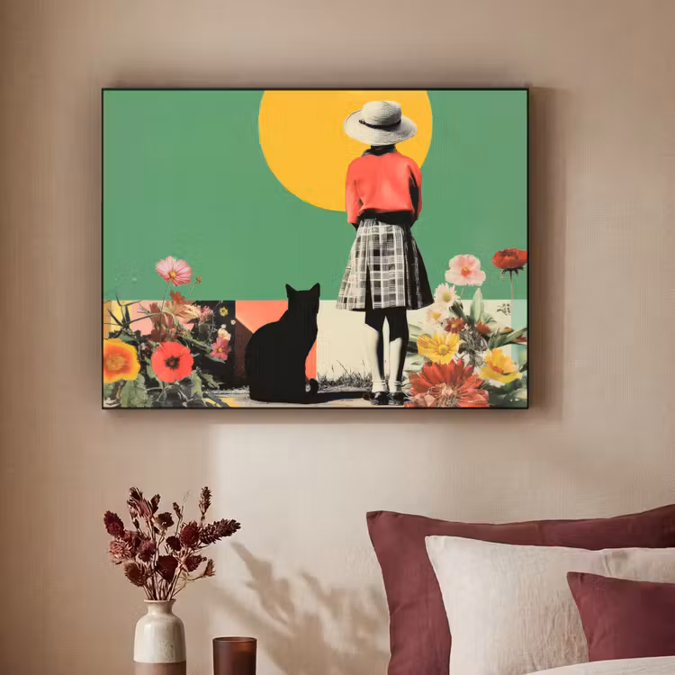 Art Frame - Retro - Meisje - Kat - Zon — 3