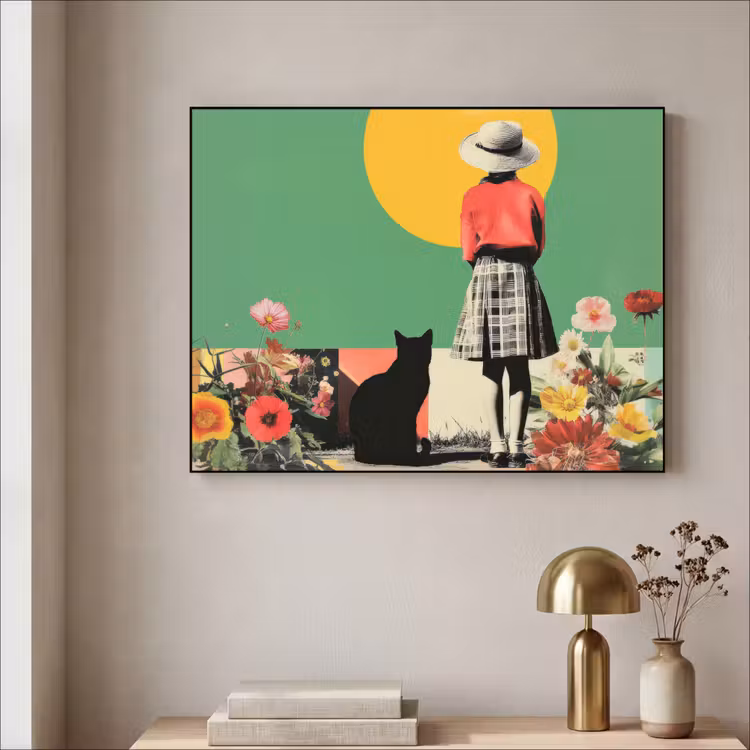 Art Frame - Retro - Meisje - Kat - Zon — 5