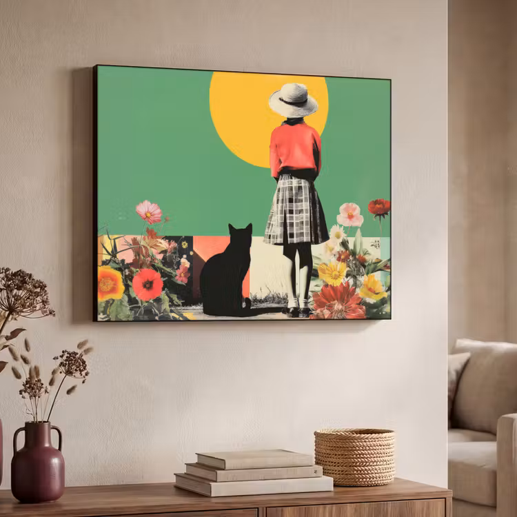 Art Frame - Retro - Meisje - Kat - Zon — 7