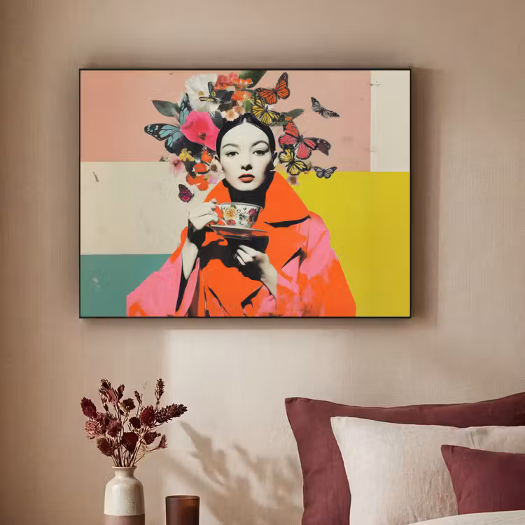 Art Frame - Retro - Vrouw - Kopje - Vlinders — 3