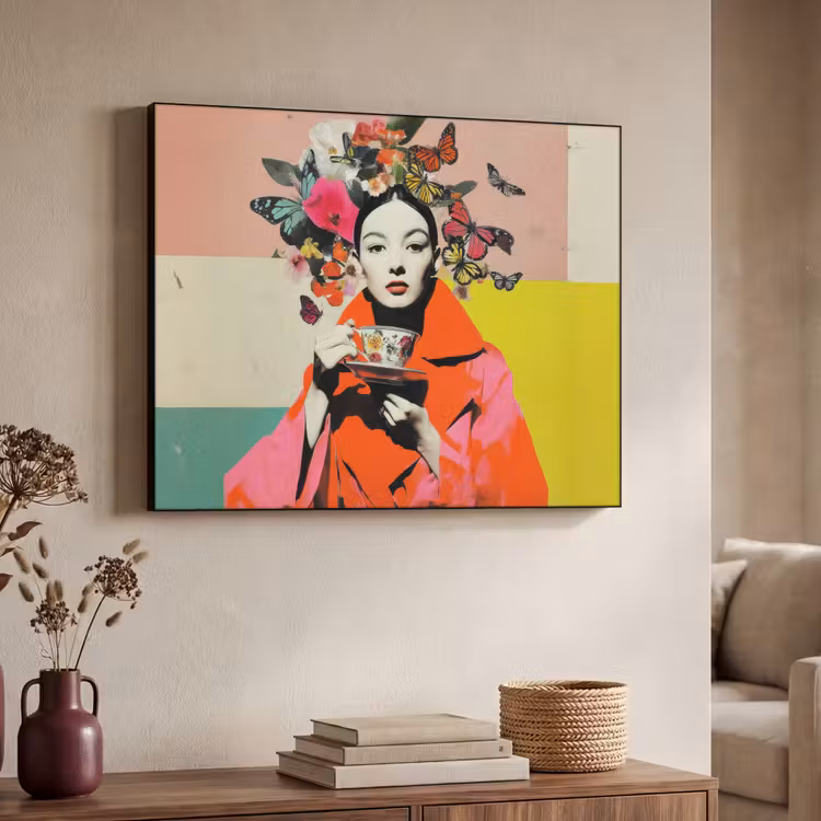 Art Frame - Retro - Vrouw - Kopje - Vlinders — 7