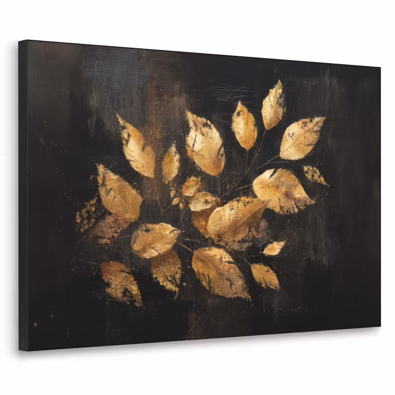 Art Frame - Gouden Bladeren op Donkere Achtergrond — 1