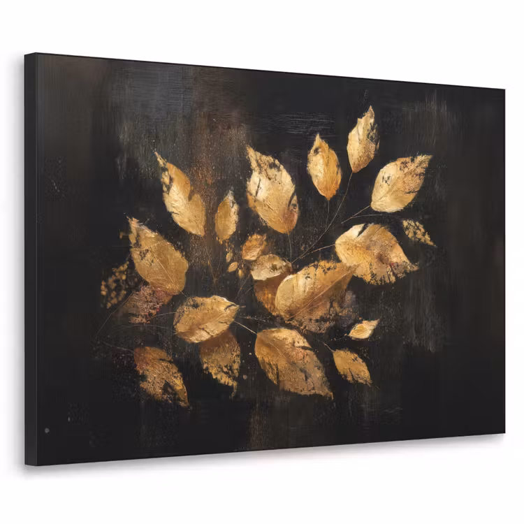 Art Frame - Gouden Bladeren op Donkere Achtergrond — 1