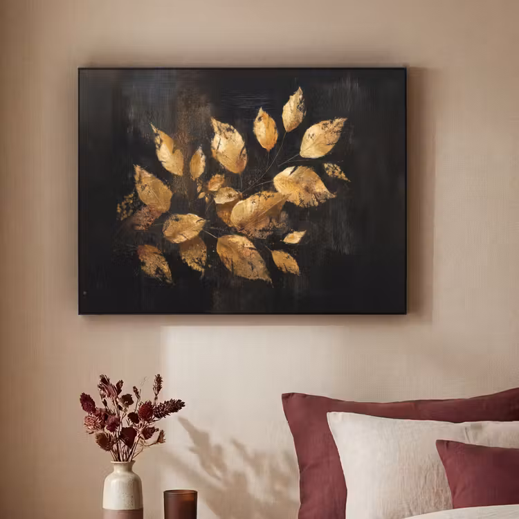 Art Frame - Gouden Bladeren op Donkere Achtergrond — 3