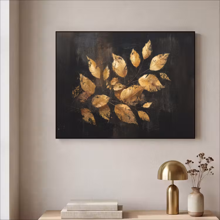 Art Frame - Gouden Bladeren op Donkere Achtergrond — 5