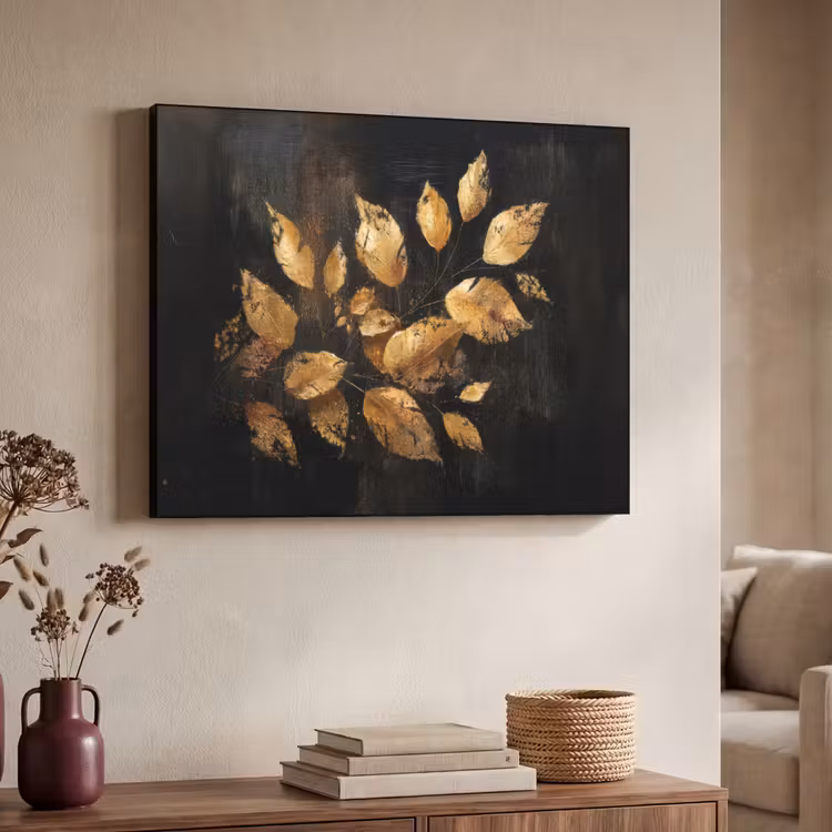 Art Frame - Gouden Bladeren op Donkere Achtergrond — 7