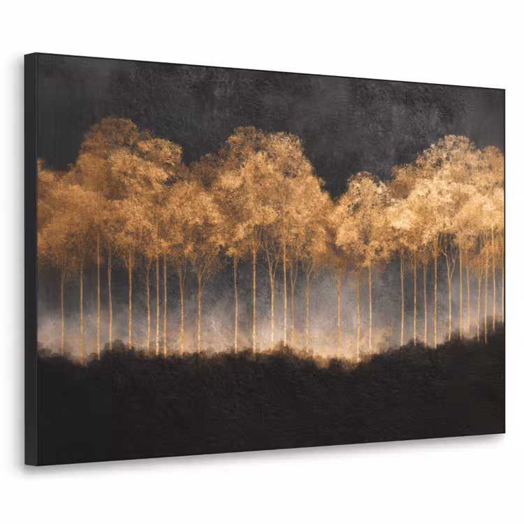 Art Frame - Gouden Bomen in Mistig Landschap — 1