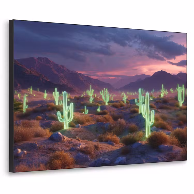 Art Frame - Neon cactussen - Woestijn - Zonsondergang — 1