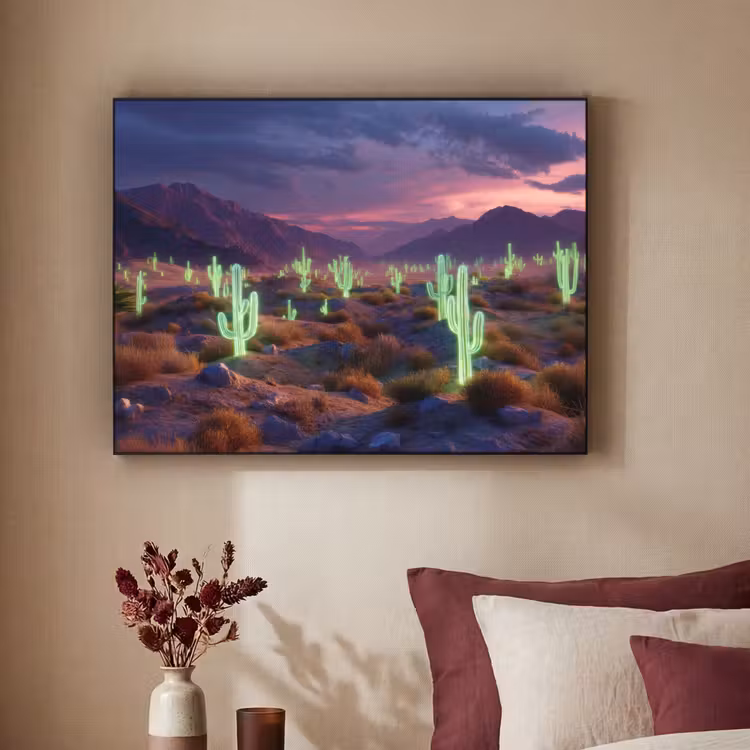 Art Frame - Neon cactussen - Woestijn - Zonsondergang — 3