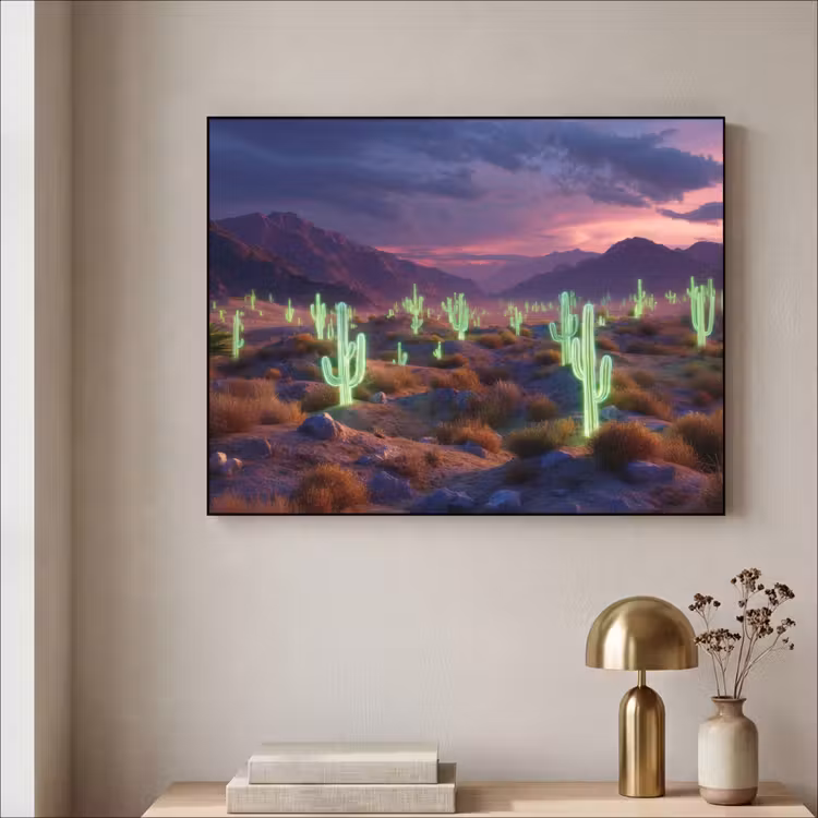 Art Frame - Neon cactussen - Woestijn - Zonsondergang — 5