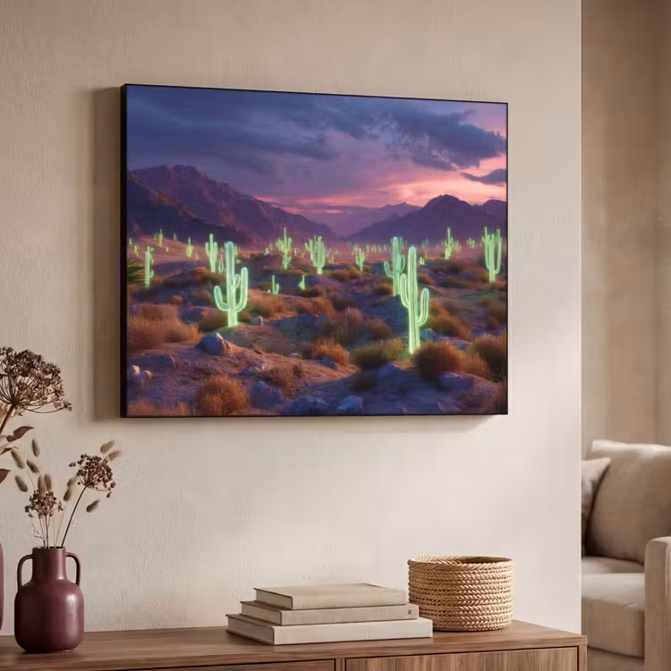 Art Frame - Neon cactussen - Woestijn - Zonsondergang — 7