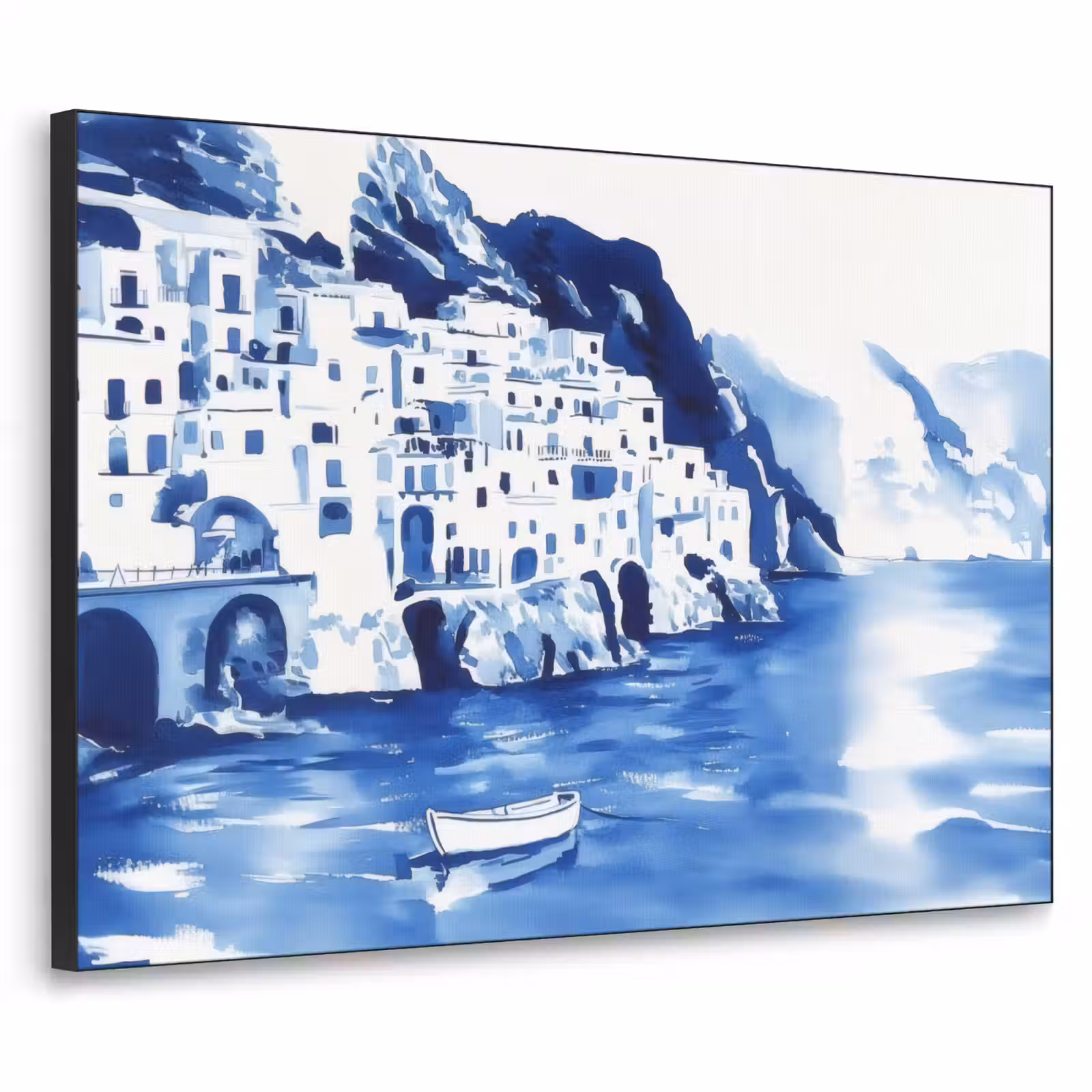 Art Frame - Dorp - Rotswand - Roeiboot - Water — 1