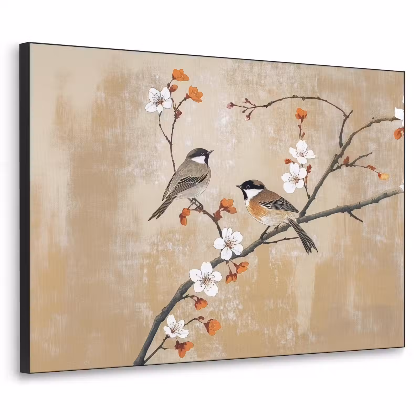 Art Frame - Vogels - Bloesemtak - Bloemen - Oranje — 1