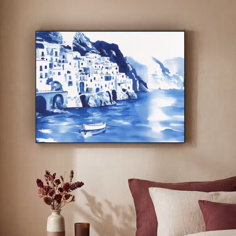 Art Frame - Dorp - Rotswand - Roeiboot - Water — 3