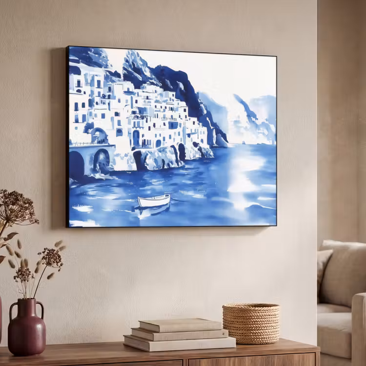 Art Frame - Dorp - Rotswand - Roeiboot - Water — 7