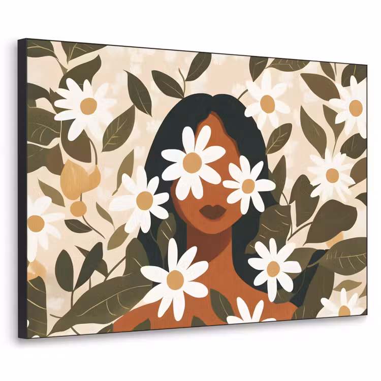 Art Frame - Illustratie - Vrouw - Madeliefjes - Wit — 1