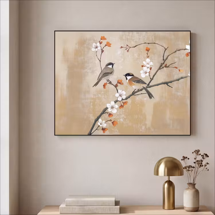 Art Frame - Vogels - Bloesemtak - Bloemen - Oranje — 5