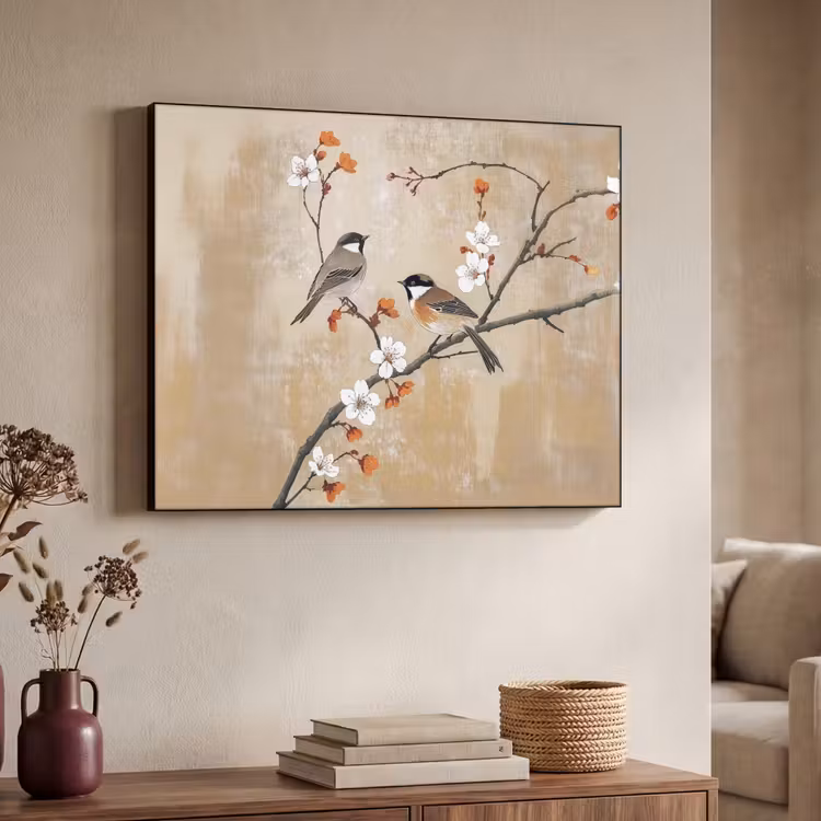 Art Frame - Vogels - Bloesemtak - Bloemen - Oranje — 7