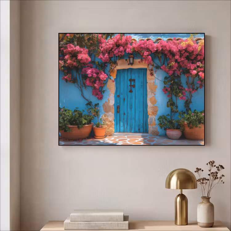 Art Frame - Deur - Hout - Bloemen - Blauw — 5