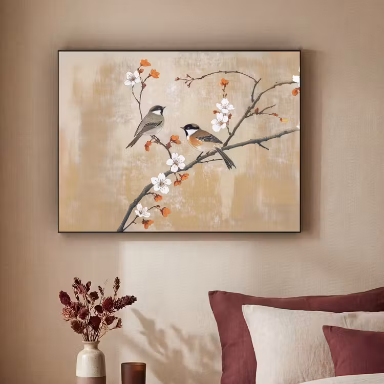 Art Frame - Vogels - Bloesemtak - Bloemen - Oranje — 3