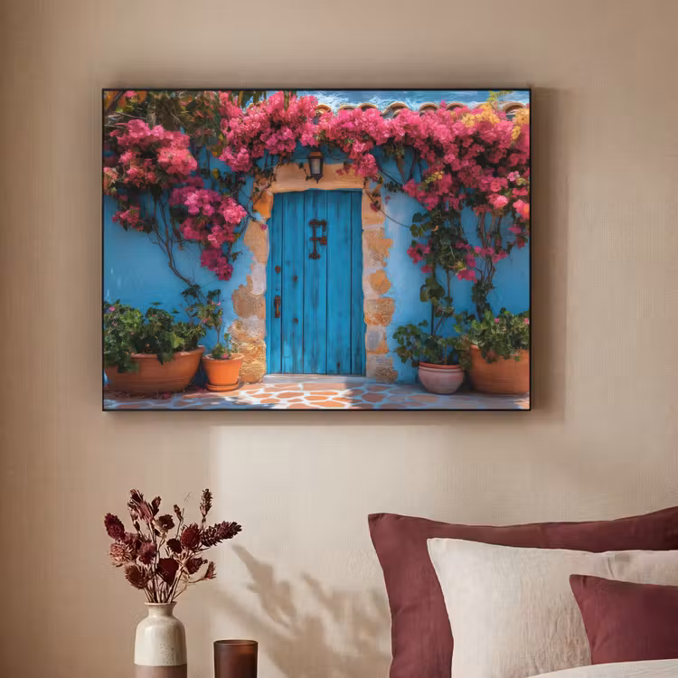 Art Frame - Deur - Hout - Bloemen - Blauw — 3