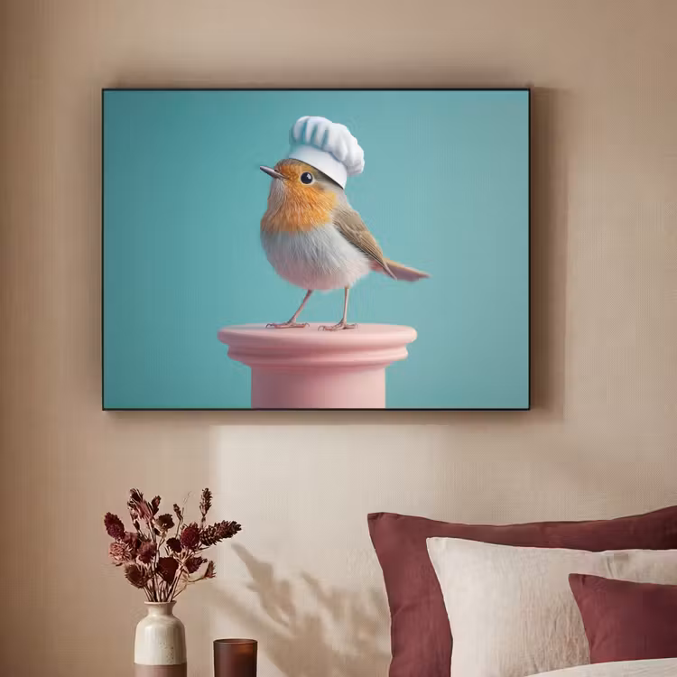 Art Frame - Roodborstje - Vogel - Koksmuts - Sokkel — 3