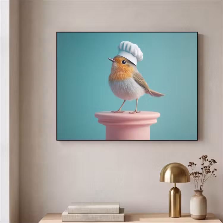 Art Frame - Roodborstje - Vogel - Koksmuts - Sokkel — 5