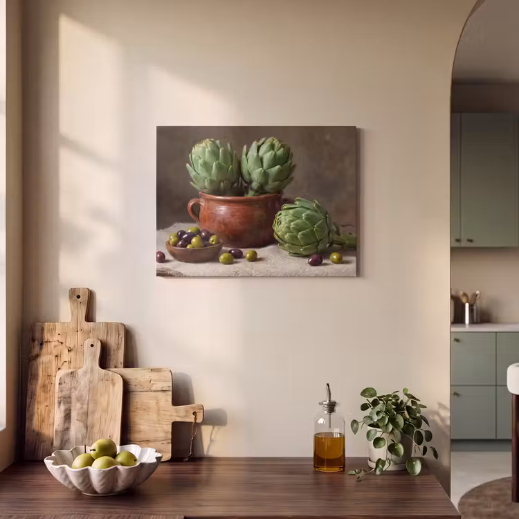 Akoestisch schilderij - Artisjokken - Olijven - Eten — 4