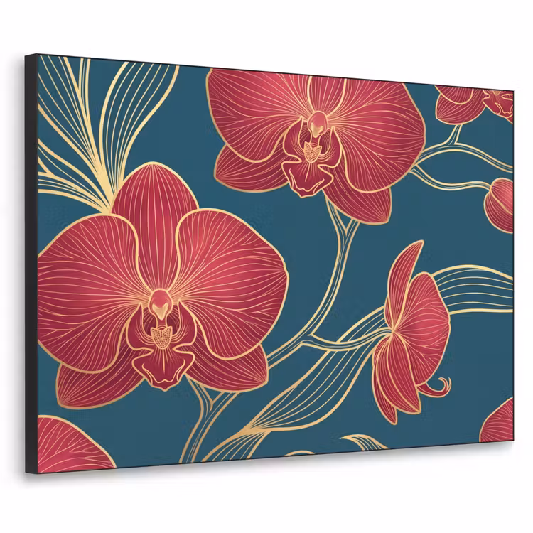 Art Frame - Bloemen - Rood - Goud — 1