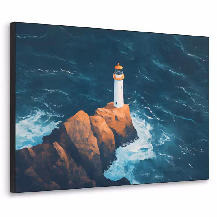 Art Frame - Vuurtoren - Rots - Zee - Golven — 1