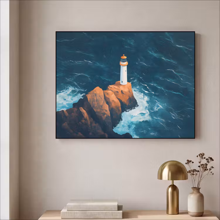 Art Frame - Vuurtoren - Rots - Zee - Golven — 5