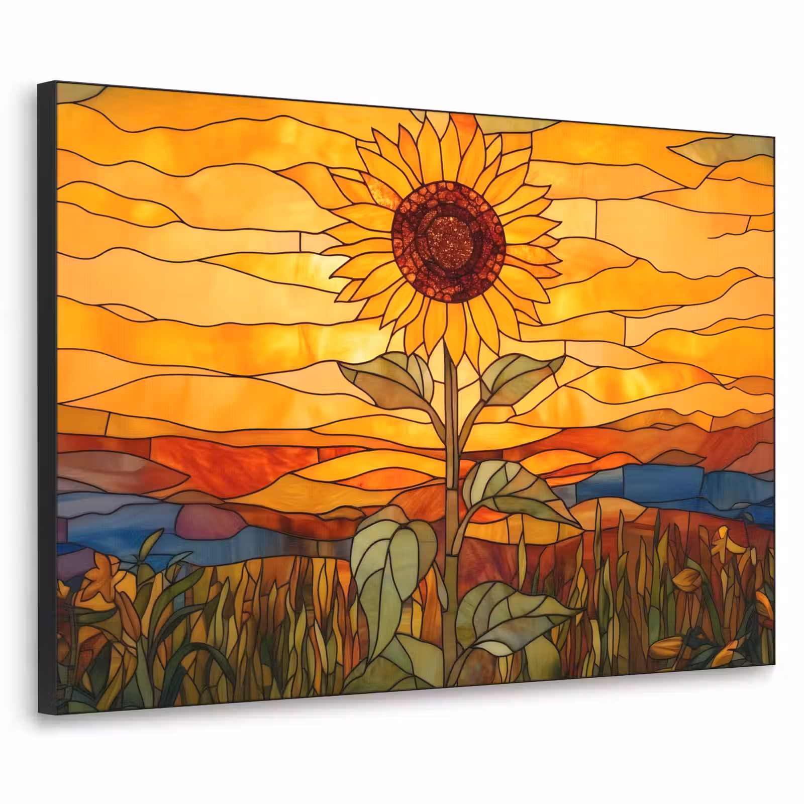 Art Frame - Zonnebloem - Mozaïek - Zonsondergang - Geel — 1