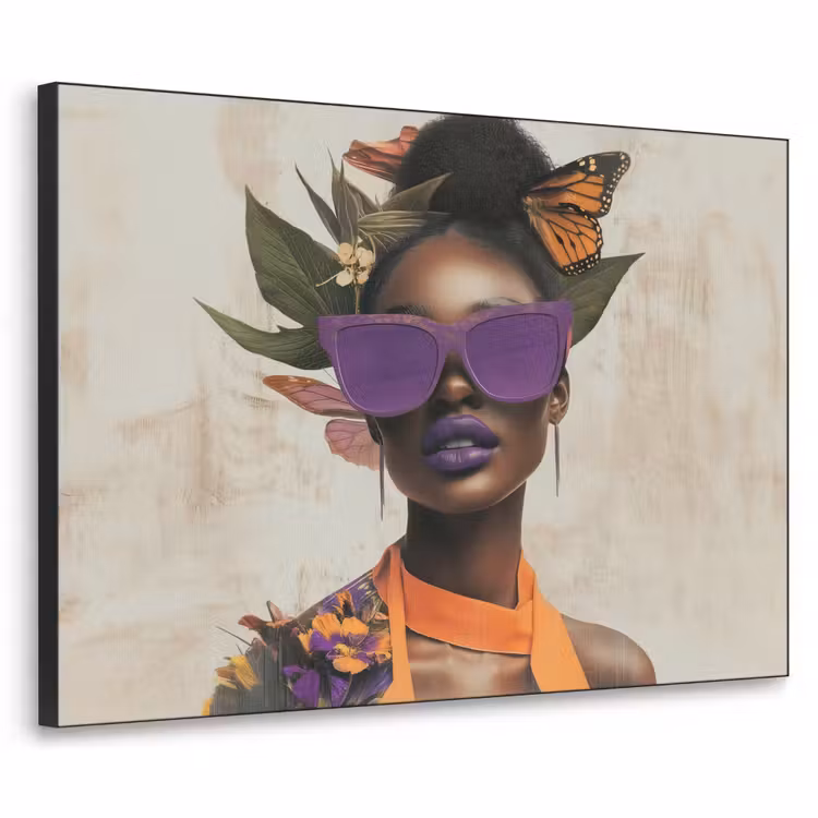 Art Frame - Vrouw - Zonnebril - Vlinder - Bloemen — 1