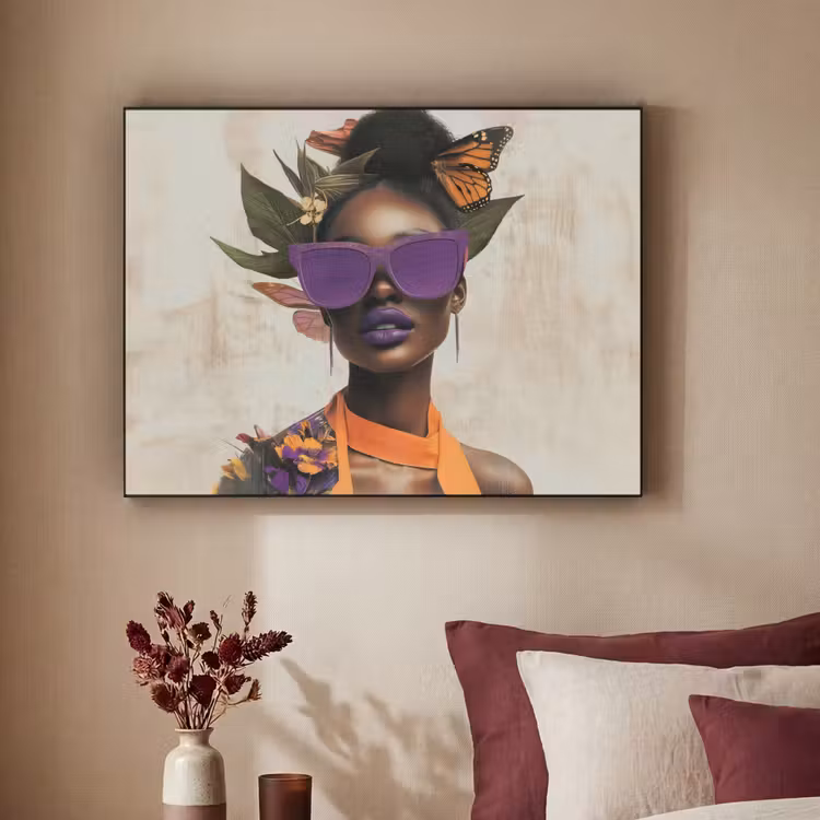 Art Frame - Vrouw - Zonnebril - Vlinder - Bloemen — 3