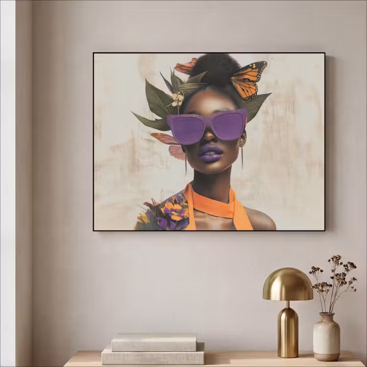 Art Frame - Vrouw - Zonnebril - Vlinder - Bloemen — 5