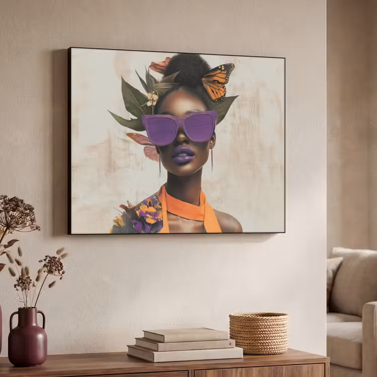 Art Frame - Vrouw - Zonnebril - Vlinder - Bloemen — 7