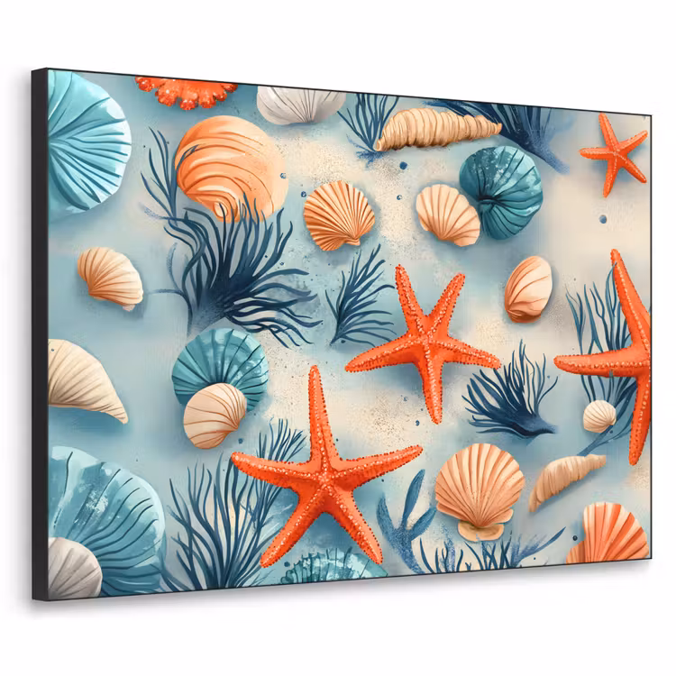 Art Frame - Zeesterren - Schelpen - Illustratie - Zand — 1
