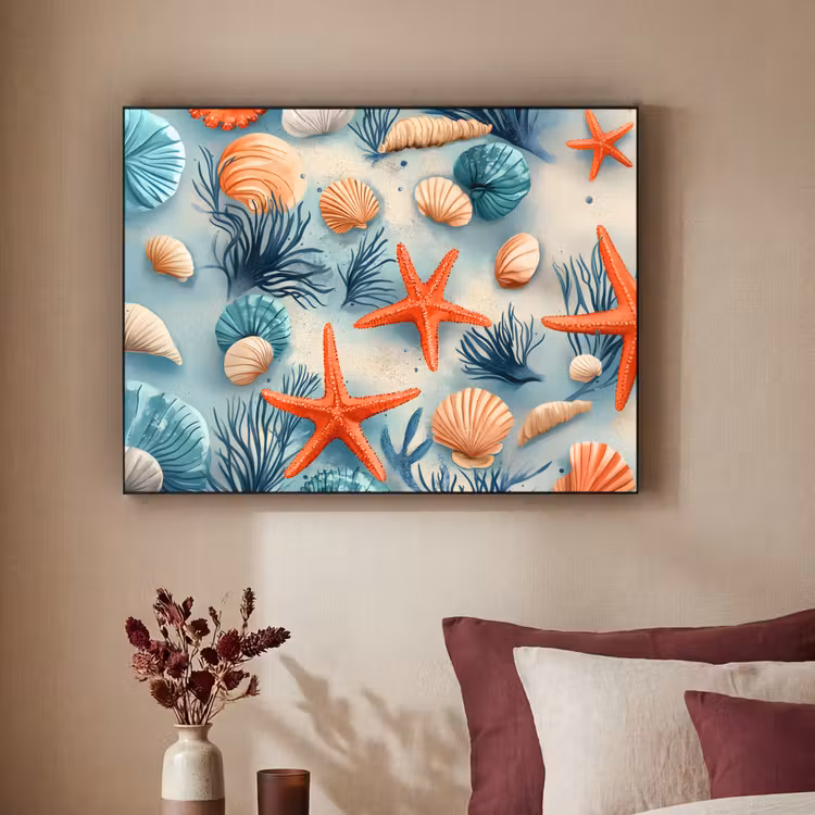 Art Frame - Zeesterren - Schelpen - Illustratie - Zand — 3