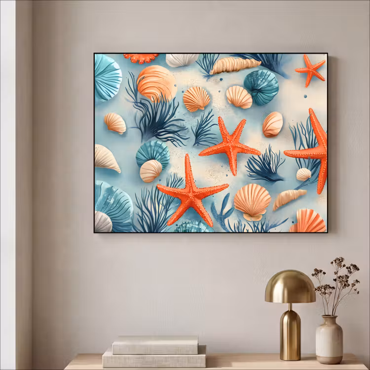 Art Frame - Zeesterren - Schelpen - Illustratie - Zand — 5