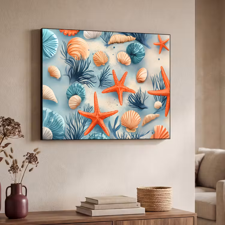 Art Frame - Zeesterren - Schelpen - Illustratie - Zand — 7