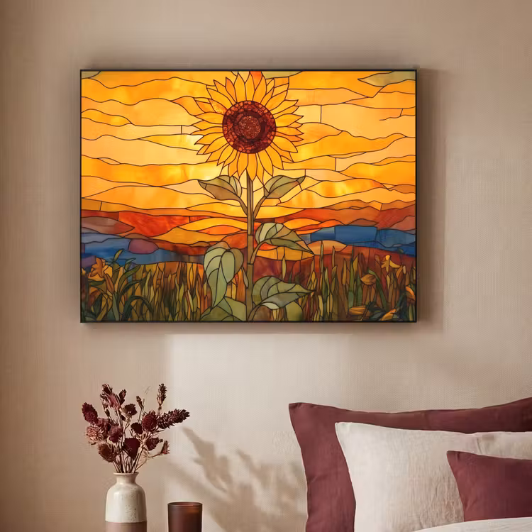 Art Frame - Zonnebloem - Mozaïek - Zonsondergang - Geel — 3