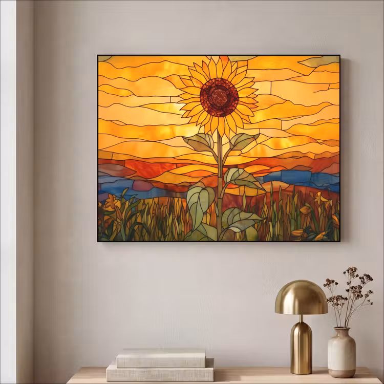 Art Frame - Zonnebloem - Mozaïek - Zonsondergang - Geel — 5