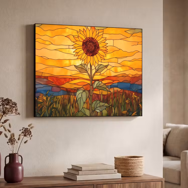 Art Frame - Zonnebloem - Mozaïek - Zonsondergang - Geel — 7