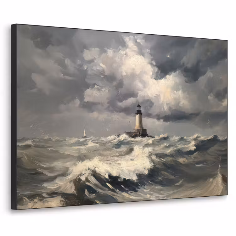 Art Frame - Vuurtoren - Golven - Storm — 1