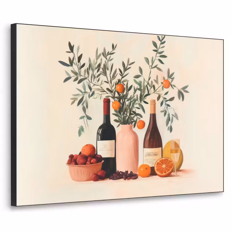 Art Frame - Wijnflessen - Takken - Sinaasappels — 1