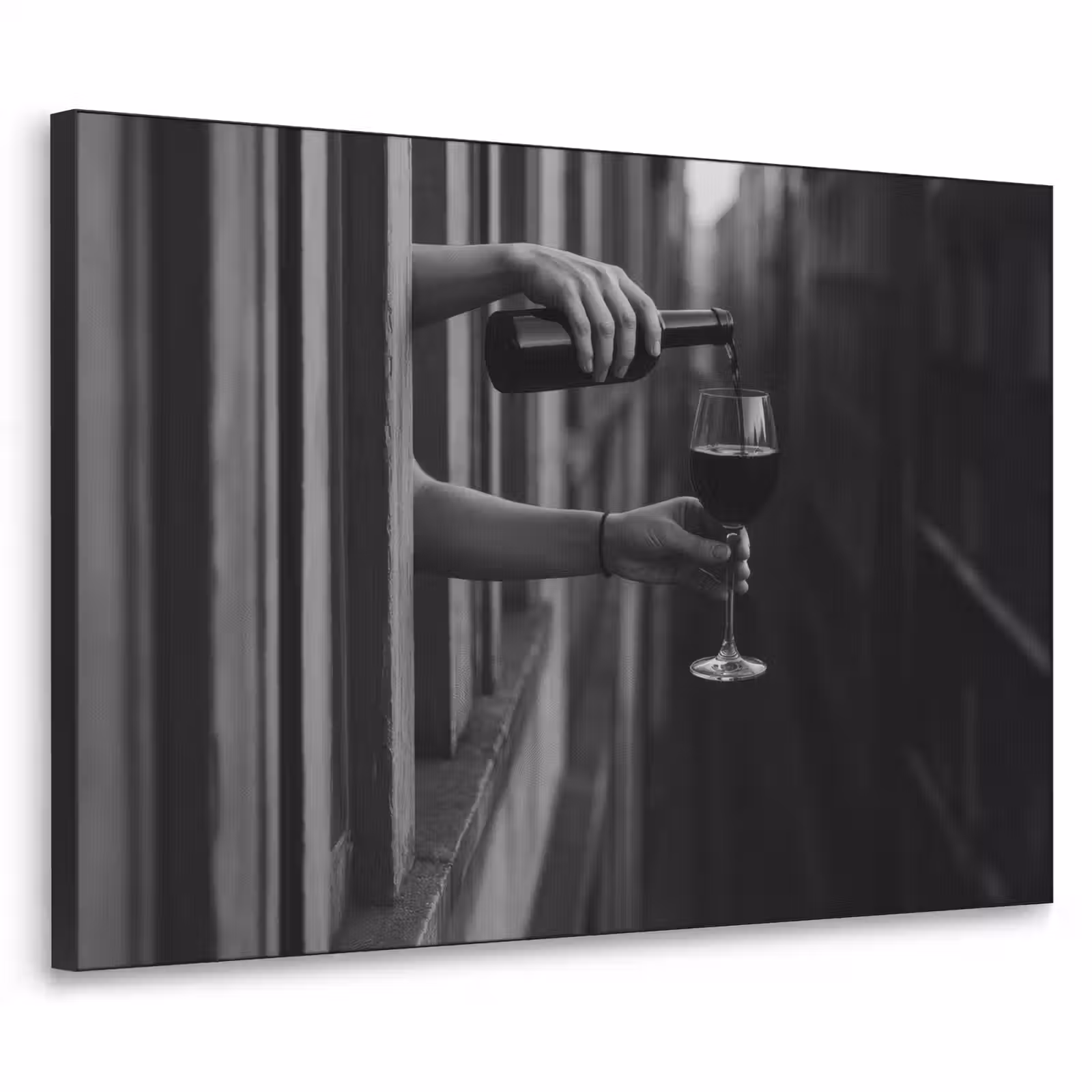 Art Frame - Wijnfles - Glas - Handen - Raam — 1