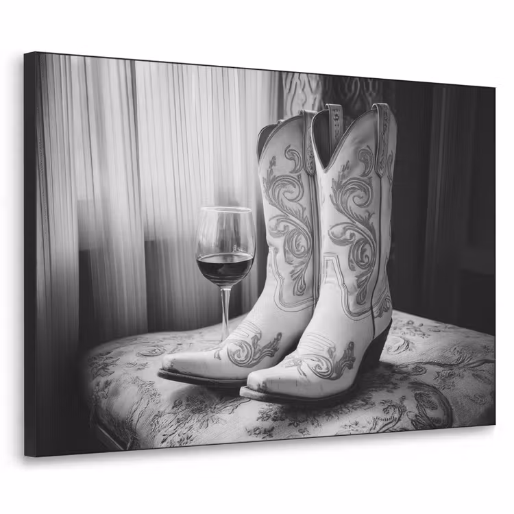 Art Frame - Wijn - Cowboylaarzen - Raamlicht - Wit — 1