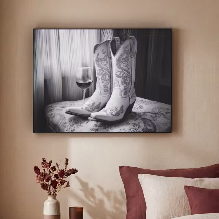 Art Frame - Wijn - Cowboylaarzen - Raamlicht - Wit — 3